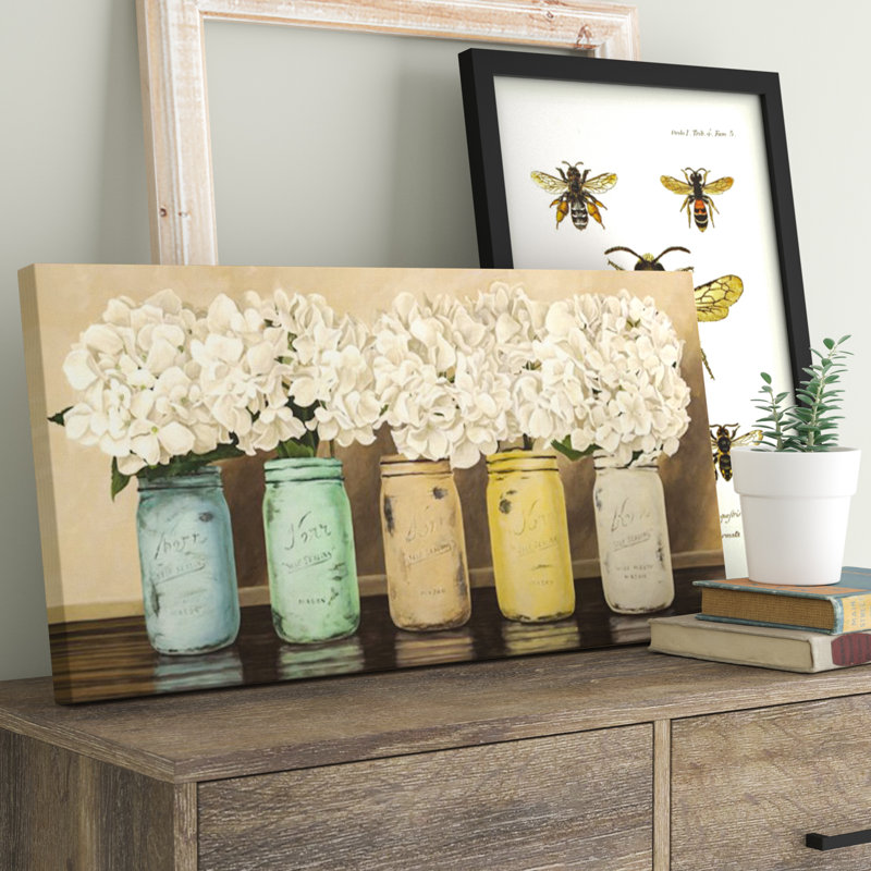 Laurel Foundry Modern Farmhouse 'Hydrangeas in Mason Jars' Painting